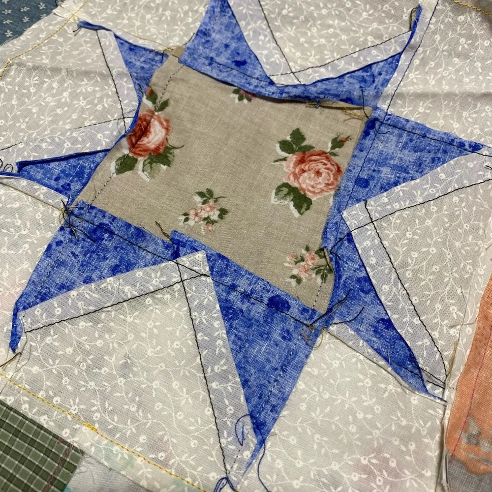 Handmade Patchwork Star Quilt - Multicolor